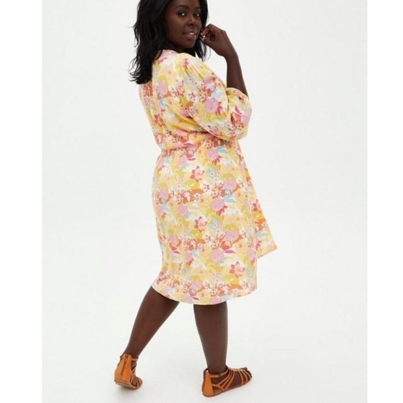 Torrid Peach Floral Gauze Hi-Lo Dress 1X - Picture 2 of 11